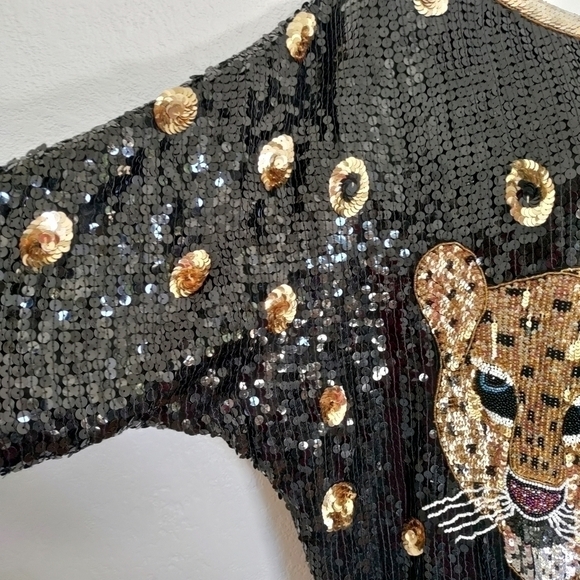 RARE vintage 80s Sequin dress 100% silk - Picture 8 of 11